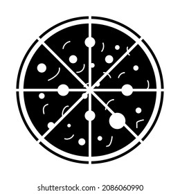 Icon Pizza in flat style isolated on white background. Food silhouette. Vector illustration
