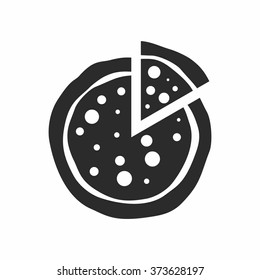 Icon Pizza in flat style isolated on white background. Food silhouette. Vector illustration