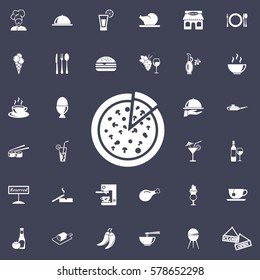 Icon Pizza in flat style isolated. restaurant set of icons