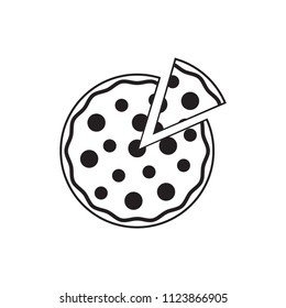 Icon Pizza isolated on white background. Food silhouette. Vector illustration