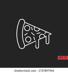 Línea de pizza de iconos, signo de vector de contorno, pictograma de estilo lineal aislado en negro. Firma o símbolo.