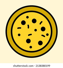 Icon of pizza in modern style with simple color. Pizza in round shape. Vector can use for logo.