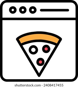 icon pizza modern style vector