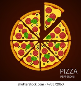 Icon pizza on a brown background