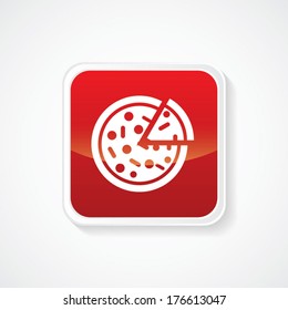 Icon of Pizza on  Glossy Button. Eps-10