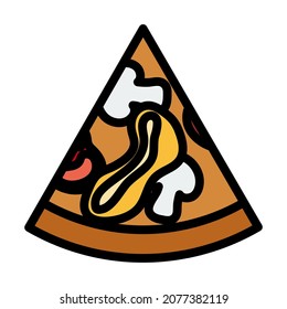 Icon Of Pizza On Plate. Editable Bold Outline With Color Fill Design. Vector Illustration.