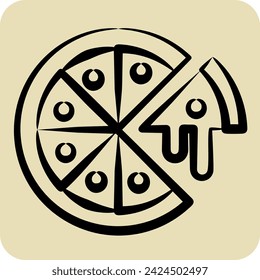 Icon Pizza. related to Fast Food symbol. hand drawn style. simple design editable. simple illustration