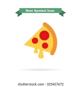Icon of pizza slice with cheese and tomato