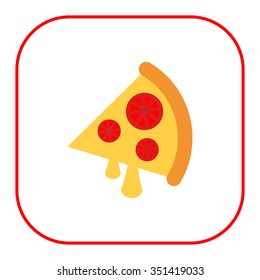 Icon of pizza slice with cheese and tomato