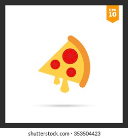 Icon of pizza slice with cheese and tomato