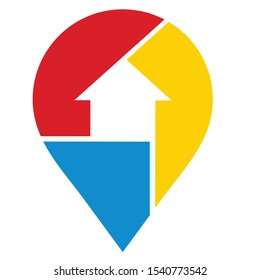 icon place with abstract home. Home Point Logo Design Template.