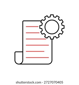Icono de un engranaje de contribución de Plan, aislado contra un fondo limpio.