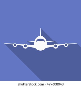 Icon Of Plane. Airplane Symbol Front View. Aircraft Vector Silhouette