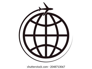 Icon of plane going around the world.