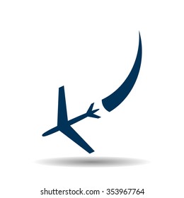  icon plane. The plane is landing icon