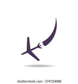  icon plane. The plane is landing icon