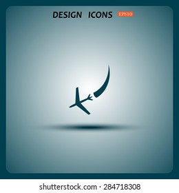  icon plane. The plane is landing. icon. vector design