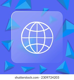 Icon of planet Earth. Globe, world, environment, sustainability, nature. Global concept. Glassmorphism style. Vector line icon for Business Advertising