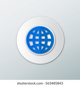 Icon of the planet in a flat style with shadow on a white background