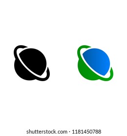 Icon of a planet with a ring on a white background