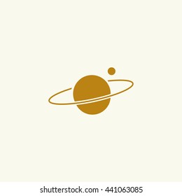 Icon of the planet with the satellite.