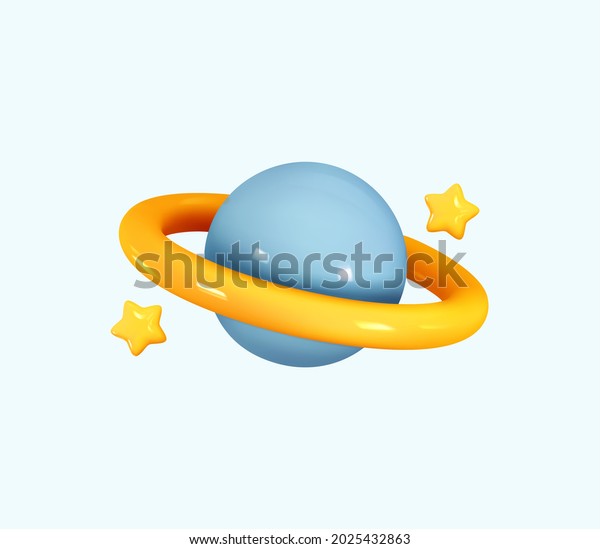 Icon\
Planet Saturn, Jupiter, Uranus, Neptune, with ring around.\
Realistic 3d symbol design. Vector\
illustration