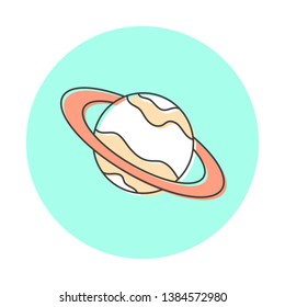 Icon planet saturn. Line logo style, website design element