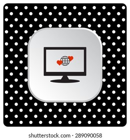 Icon planet and two red hearts. Symbol of love between the nation. Globe. icon. vector design