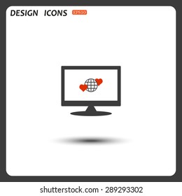 Icon planet and two red hearts. Symbol of love between the nation. Globe. icon. vector design
