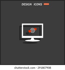 Icon planet and two red hearts. Symbol of love between the nation. Globe. icon. vector design