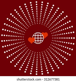 Icon planet and two red hearts. Symbol of love between the nation. Globe. icon. vector design