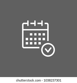 Icon of planning calendar. Performing task, organizing day, period. Time management concept. Can be used for topics like timetable, schedule, planning 