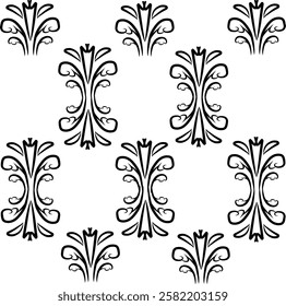 Icon of plant design. Editable stroke with various design shapes, with a hand drawn black outline style for textile design, wallpaper, artistic background,vintage style illustration, and logo design