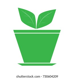 Icon with plant in pot. Graphic object in eco-design style.