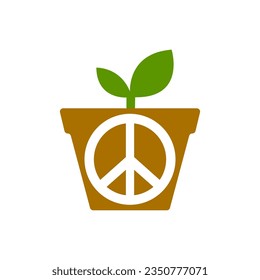 icon of a plant in a pot, peace, vector illustration