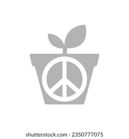 icon of a plant in a pot, peace, vector illustration