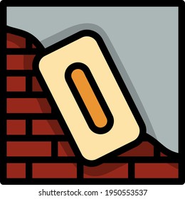 Icon Of Plastered Brick Wall. Editable Bold Outline With Color Fill Design. Vector Illustration.