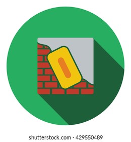 Icon of plastered brick wall . Flat design. Vector illustration.