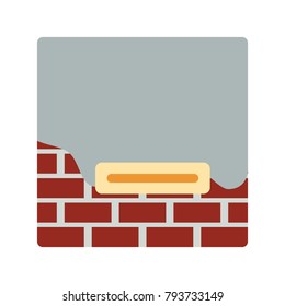 Icon of plastered brick wall . Flat color design. Vector illustration.