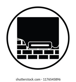 Icon of plastered brick wall . Thin circle design. Vector illustration.