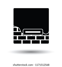 Icon of plastered brick wall . White background with shadow design. Vector illustration.