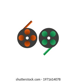 icon plastic for 3D printer, red, green. Vector Illustration