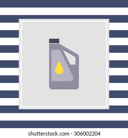 Icon of plastic bottle of engine oil with oil drop picture on label