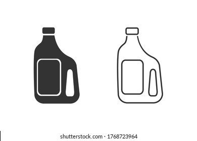 Icon of plastic bottle of liquid laundry detergent. Vector set