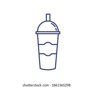 Icon plastic cup for tea, coffee, pearl milk tea or smoothie, vegetables and fruits.