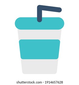 icon plastic cups using flat style and blue color dominate