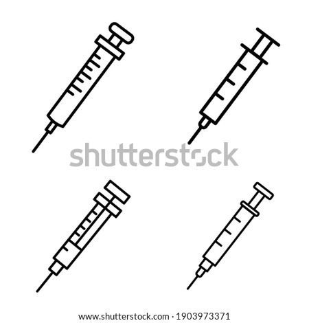 Icon plastic medical syringe set . simple design for graphics, logos, websites, social media, UI, mobile apps, 