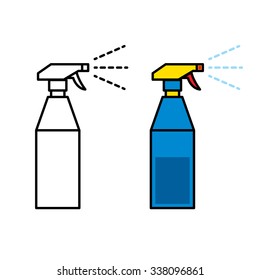 Icon of plastic spray bottle spraying water