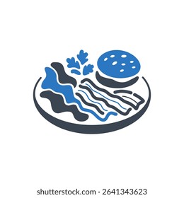 Icon of a plate with bacon and a bun