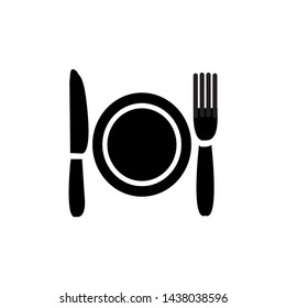 Icon plate, fork and knife. Feed symbol icon